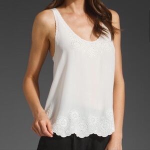 JOIE 100% Silk Off-White/Bone Flowy Eyelet Camisole Tank Sz S